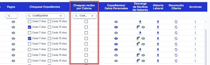 Gestión de Clientes - chequeo de recibo por cobros