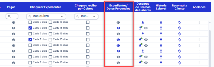 Gestión de Clientes - expedientes y datos personales