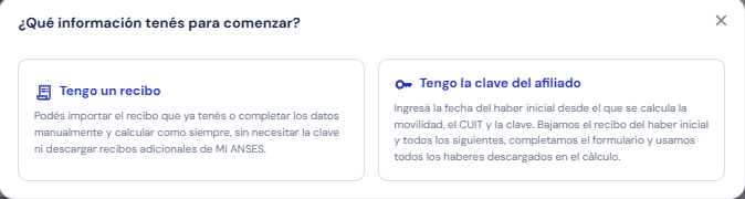 Reajuste por movilidad - opciones de inicio